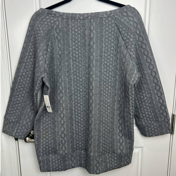 NWT Soho NY&Co Jeans Cabled Textured Gray Fitted Sweater Size Large - Picture 2 of 4